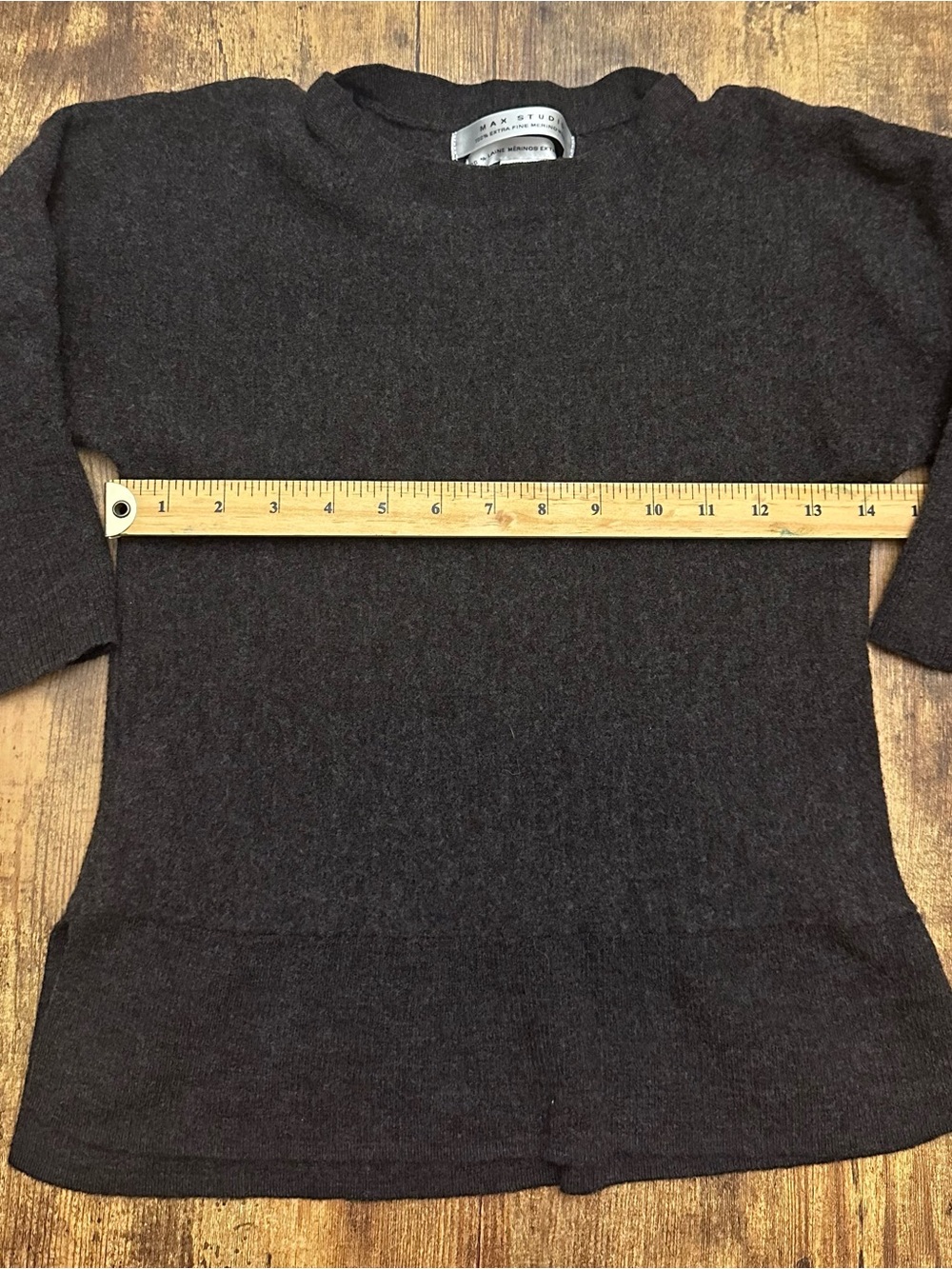 Max Studio Women's Charcoal merino wool Crewneck Sweater